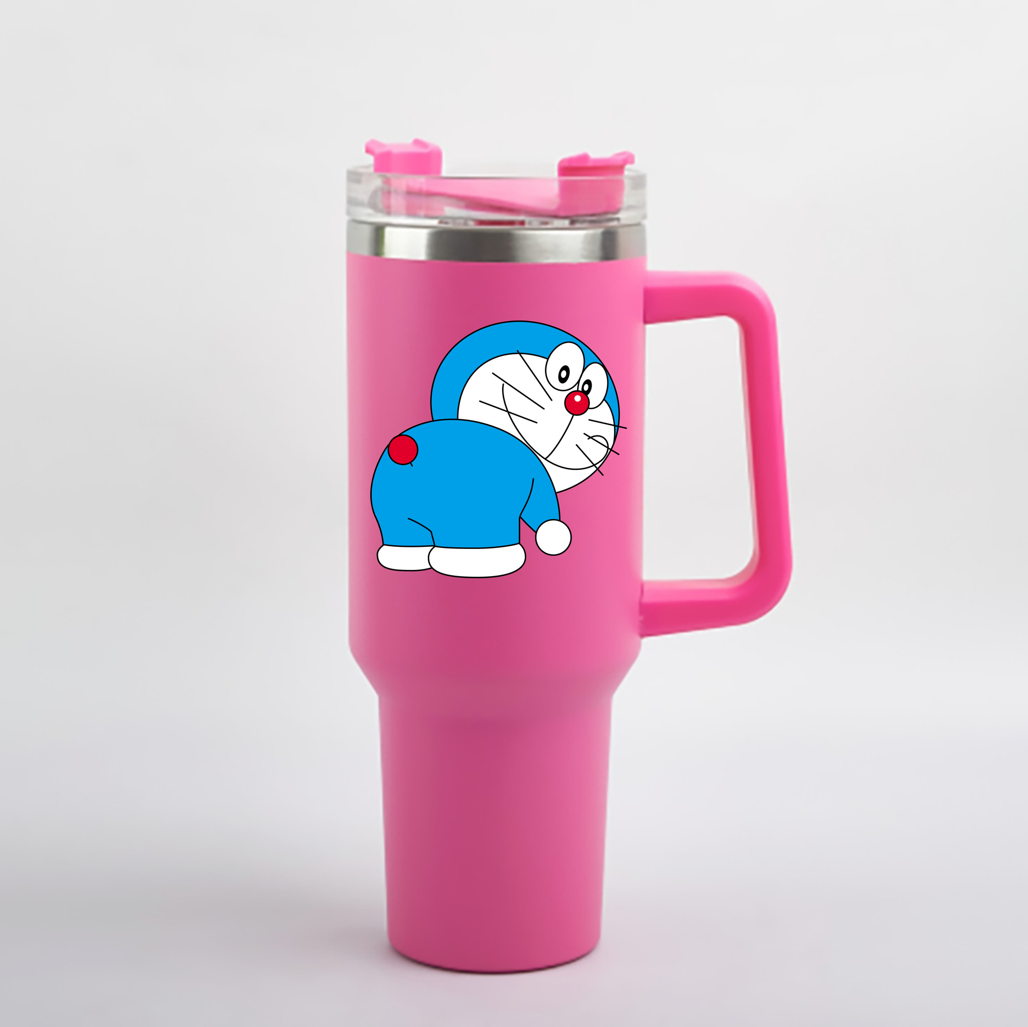 （画像用） ドラえもん Doraemon 1200mL車用タンブラー - クリスタルステッカー（プラスチックストロー付き）